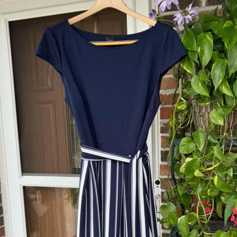 VFSHOW Navy Blue and White Dress